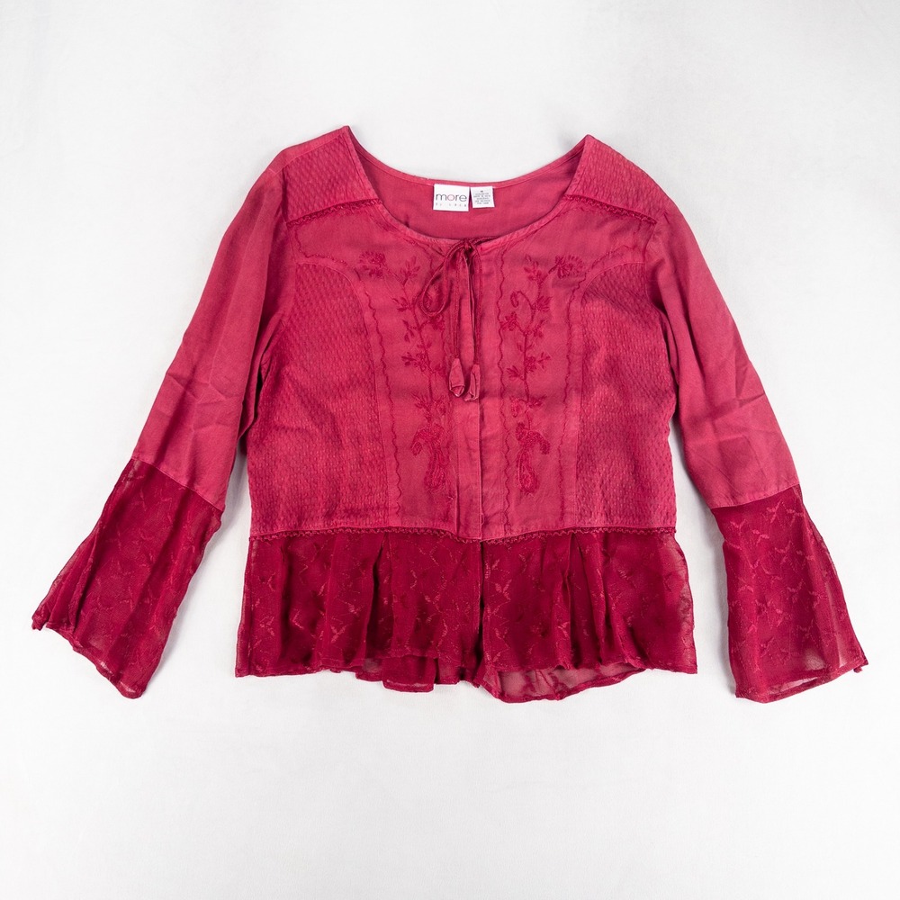 More by Lala Blouse Top M Pink Embroidered Boho Whimsigoth Festival Folk Artsy